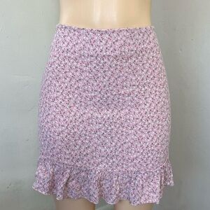 Brandy Melville Light Pink Floral Ruffle Mini Skirt